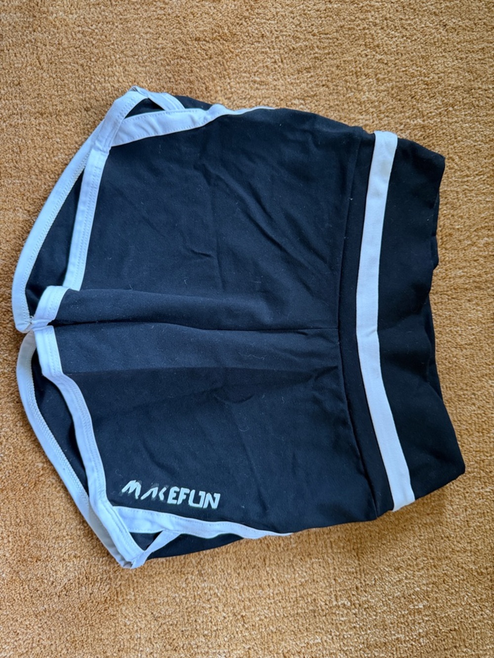 Black Athletic Shorts with White Trim - MAKEFUN Logo
